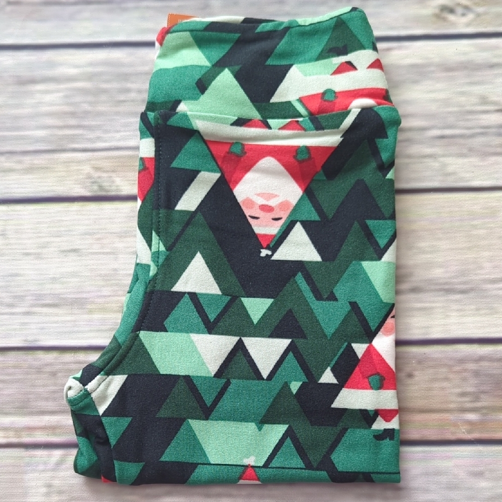 Lularoe Festive Green and Red Kids Leggings